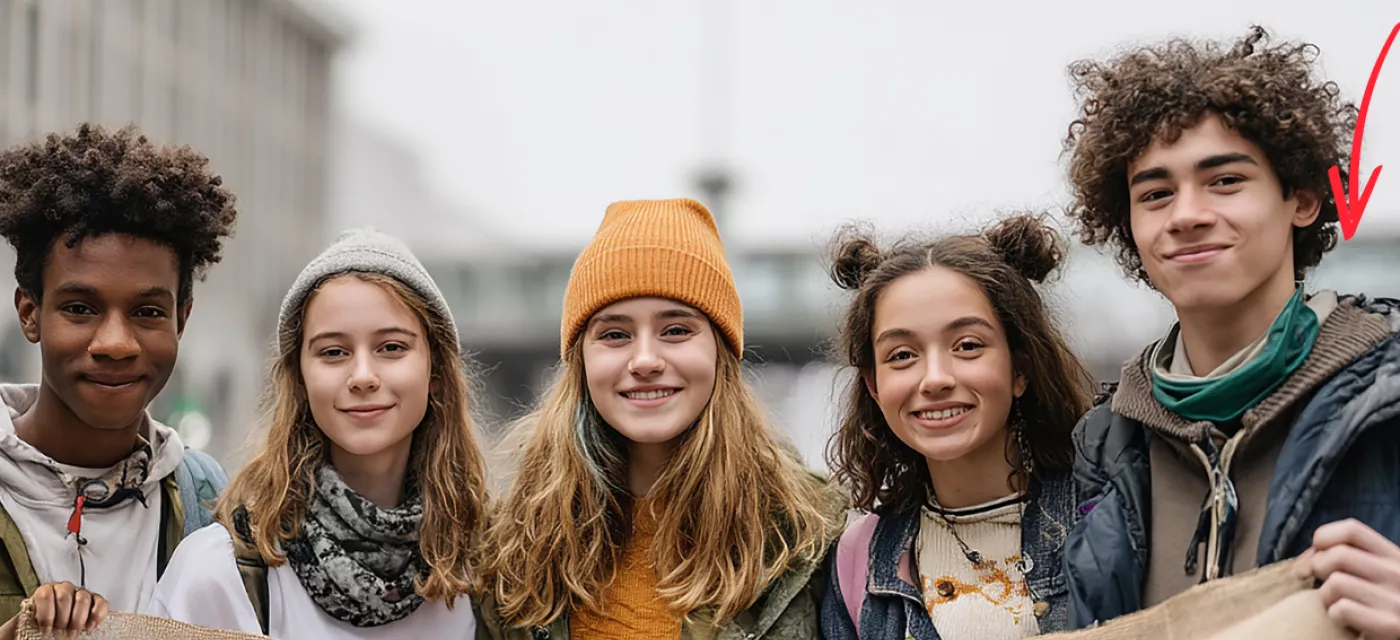 groupe de jeunes souriant